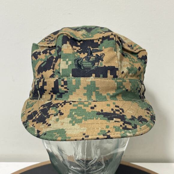 USMC 8-Point‎ Cover Hat Medium Woodland MARPAT Camo Garrison Cap Made in USA - Picture 1 of 7